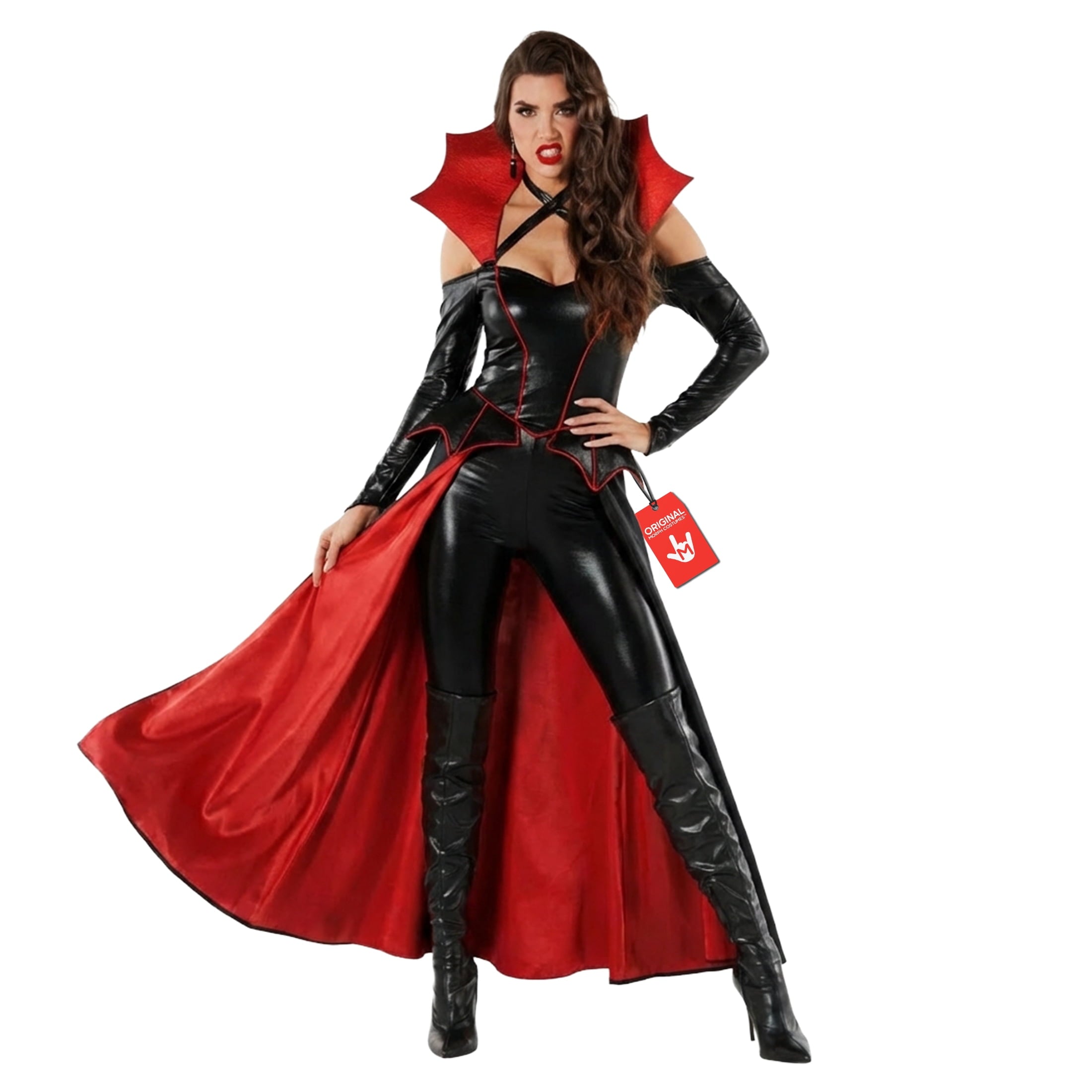 Morph Morph Vampire Costume Women Adult Bodysuit Vampiress Outfit Dracula Halloween Dress for Women Party Wear Halloween Costume for Women Black X-Large