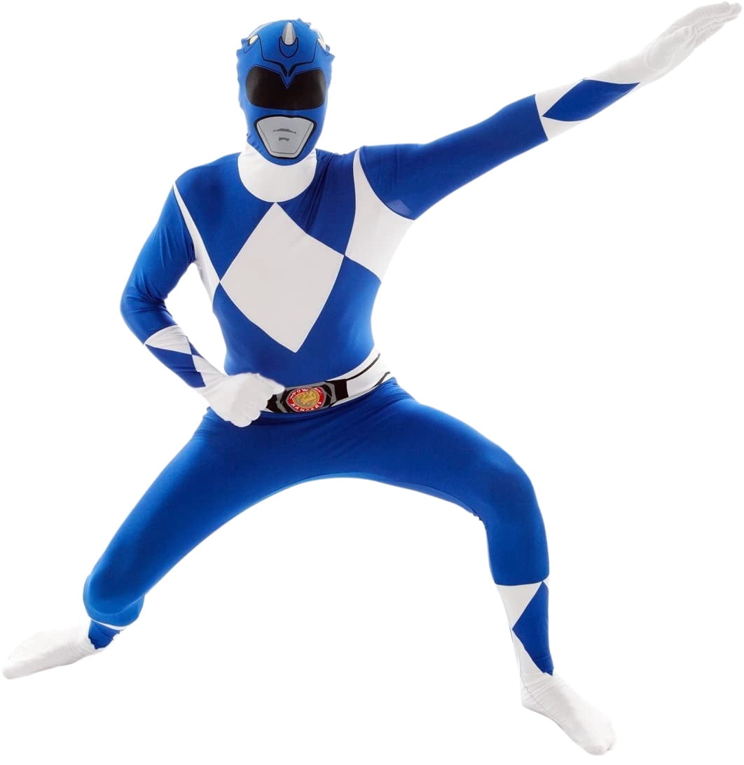 Morphsuits Adult Blue Power Ranger Morphsuit Mens Superhero Fancy Dress Costume Halloween Blue M