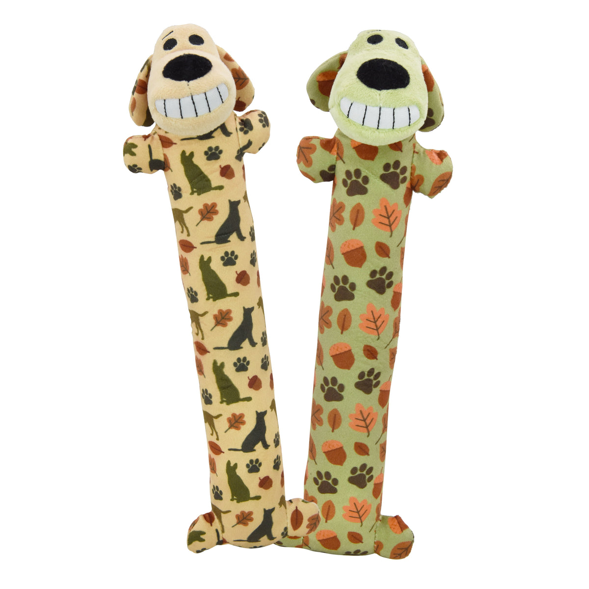 Multipet Fall Pattern 12” Smiling Dog 2pc Dog Toy Value Pack