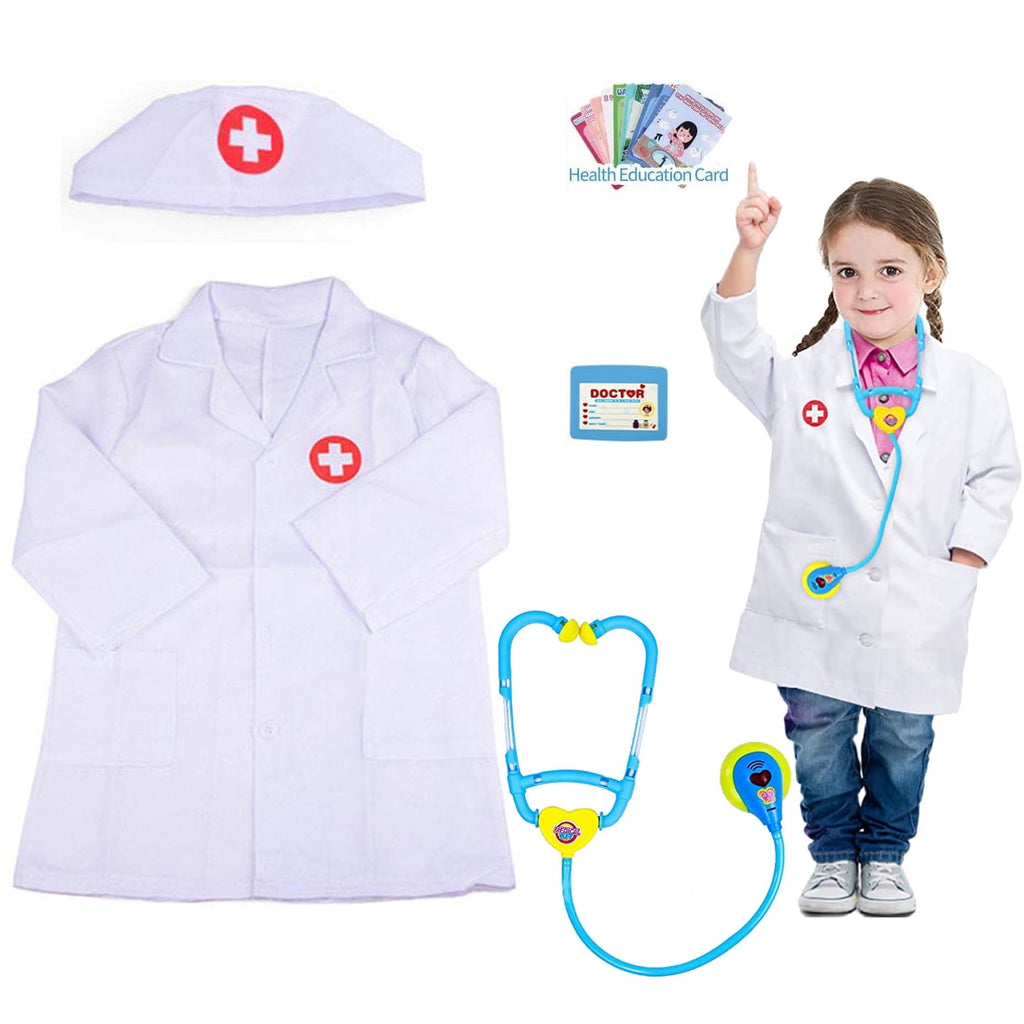 NimJoy 14Pcs Doctor Costume Dress-up Set Pretend Role Play Nurse Kit Preshool Toy for Kids 3-6 Years Toddler Boys GirlsBirthday Christmas Present, Blue