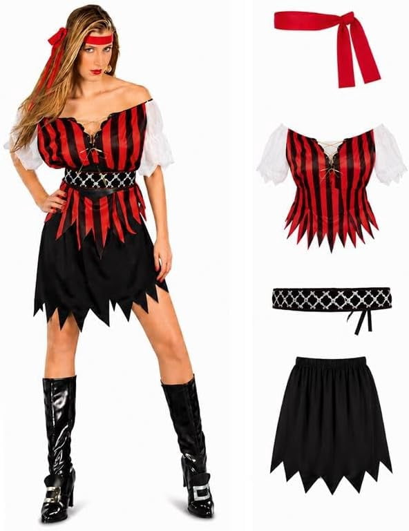 PMU French Maid Halloween Costume Black White Dress with Headpiece, Plus Size Up to 22