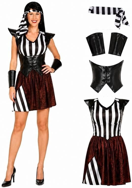PMU French Maid Halloween Costume Black White Dress with Headpiece, Plus Size Up to 22