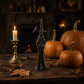 QLUEWX Halloween Sculpted Black Witch Statue, Resin Gothic Witch Figurine with Crow, 10 Inch Vintage Black Witch Sculpture Decor for Tabletop Mantel Shelf Home Holiday Party Decoration
