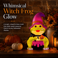 QLUEWX Halloween Witch Frog Blow Mold, Green Witch Hat Frog Figure with Lighted Blow Mold Style, Light Up Frog Statue for Porch Yard Haunted House Indoor Outdoor Home Halloween Decoration