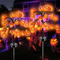 Qoosea 2 packs 40 LEDs Solar Halloween Pumpkin Stake Lights, 2 Modes Outdoor Waterproof Halloween Decorations, Solar Halloween Lights Stakes for Garden Yard Pathway