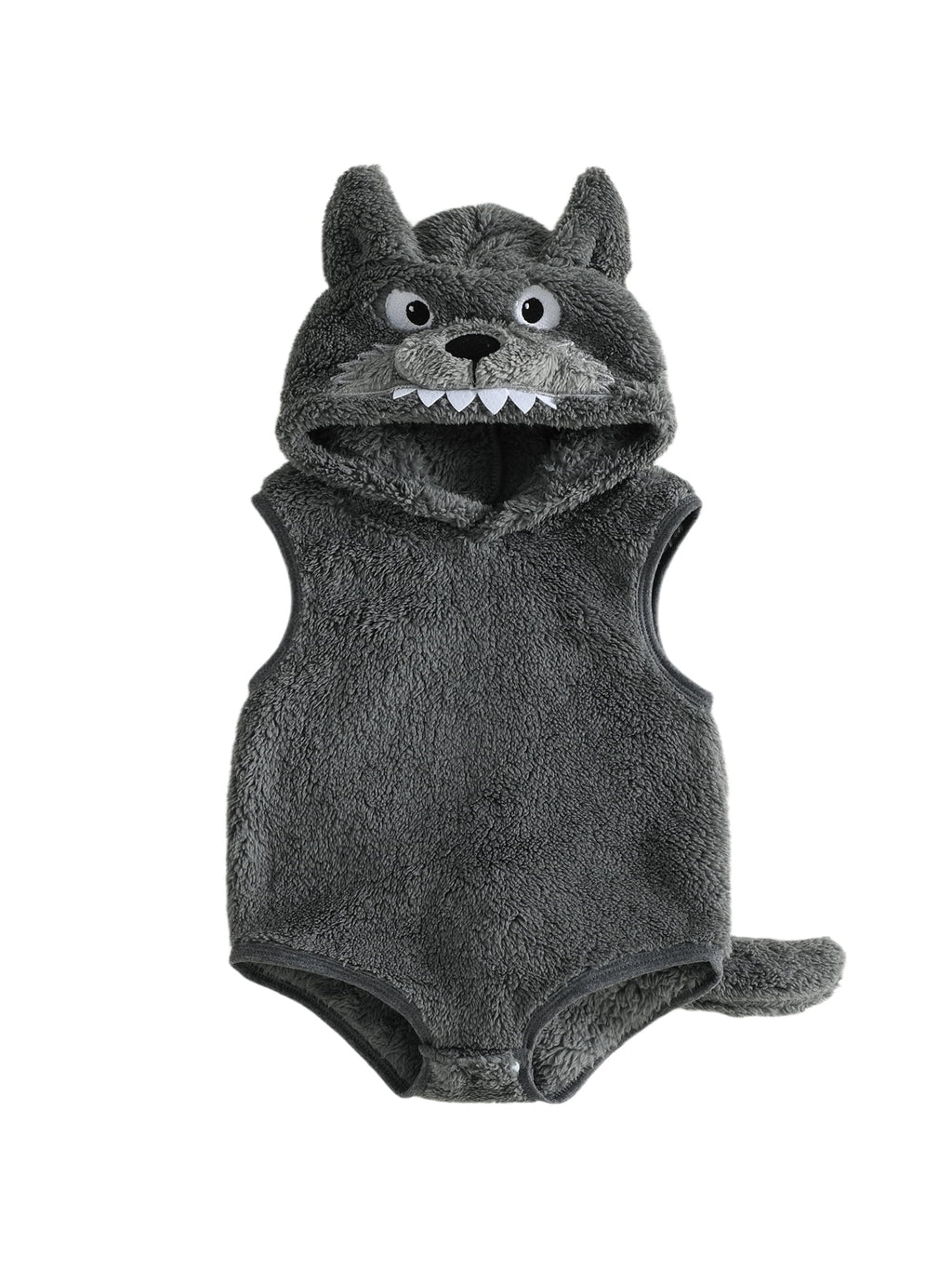 RUINIXCW Newborn Baby Boy Halloween Wolf Costume Kids Infant Animal Cosplay Outfit Toddler Fall Winter Clothes Warm Fleece Hooded Sleeveless Romper