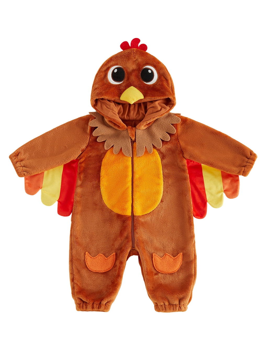 RUINIXCW Toddler Baby Girl Boy Thanksgiving Turkey Costume Kids Halloween Costume Infant Baby Boy Girl Fall Winter Clothes Warm Flannel Romper Long Sleeve Hooded Zip Up Jumpsuit