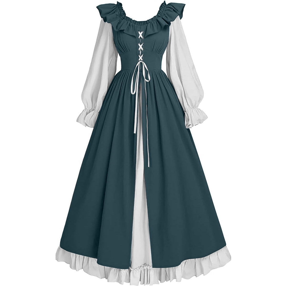 SCSAlgin Womens's Medieval Renaissance Dress Off Shoulder Medieval Dress Cosplay Over Dress Long Chemise Peasant Costume