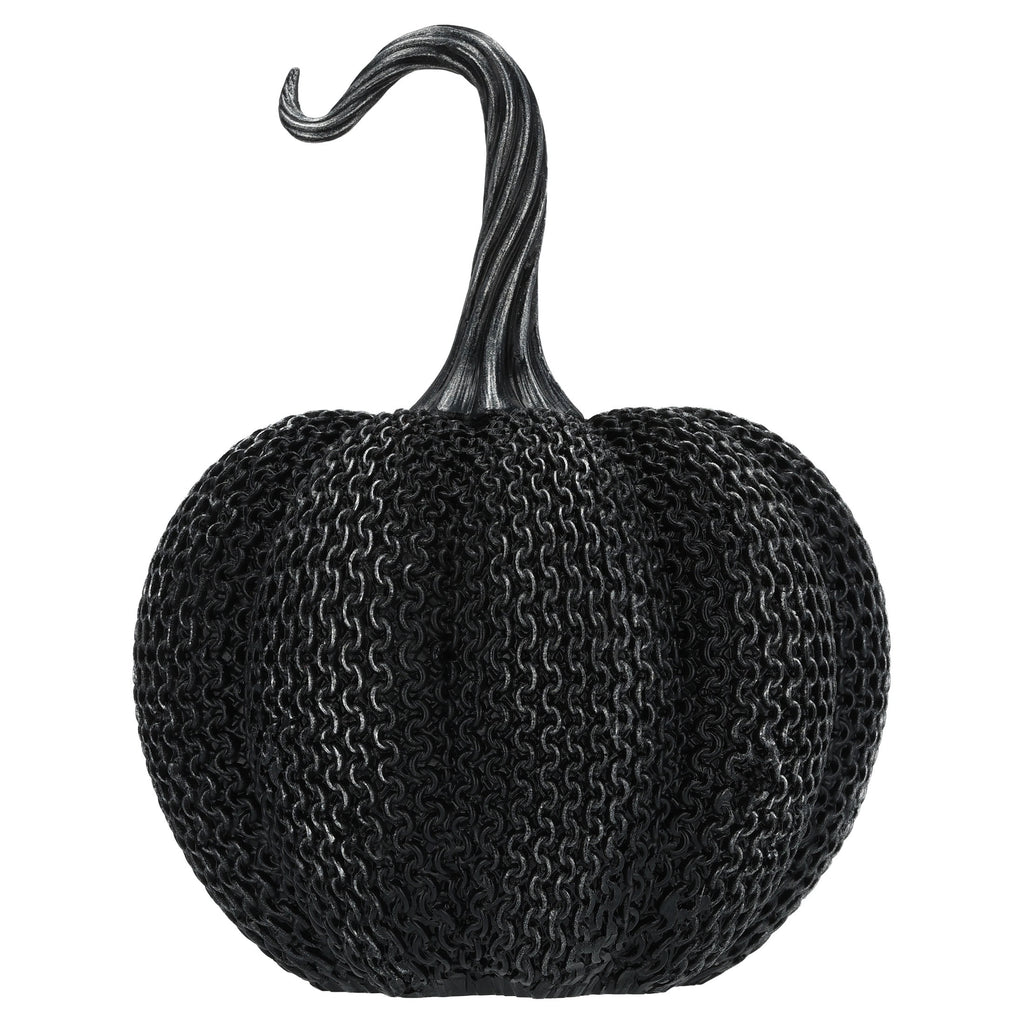 Resin Textured Pumpkin Decoration, Black, 7.75", Halloween by Way To Celebrate