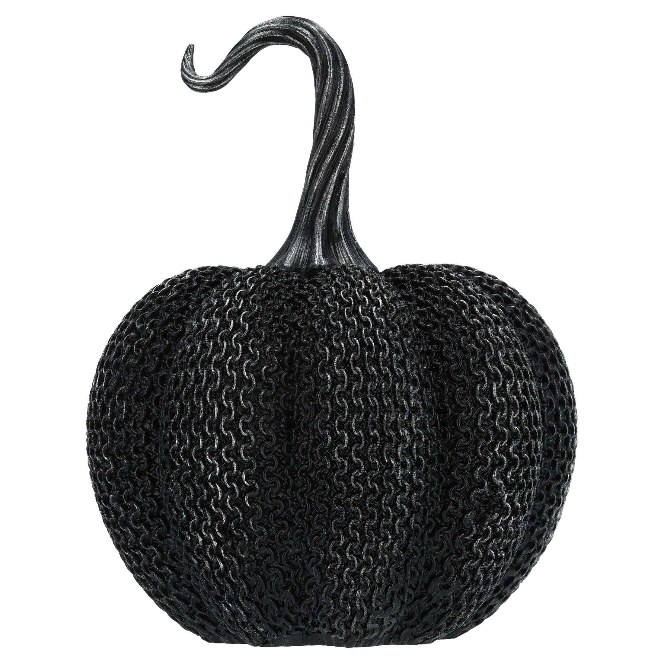Resin Textured Pumpkin Decoration, Black, 7.75", Halloween by Way To Celebrate