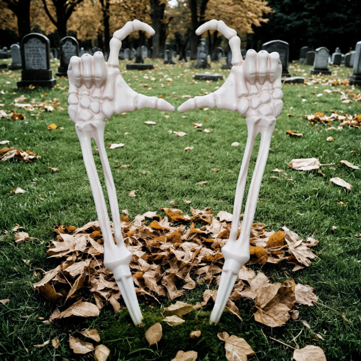 Seasons Halloween Skeleton Stakes Decorations, Love Pose 2 Piece Hands Arms with Lawn Stakes for Outdoor Yard Garden Decor