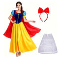 Snow Princess Dress for Women Halloween Fairytale Costume with headband , Size S-2XL