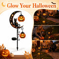 Solar Halloween Black Cat & Pumpkin Moon Garden Stake Light, Solar Black Cat Stake Light Spooky Garden Decor with LED Glow, Waterproof, Halloween Decor for Patio, Lawn, Pathway