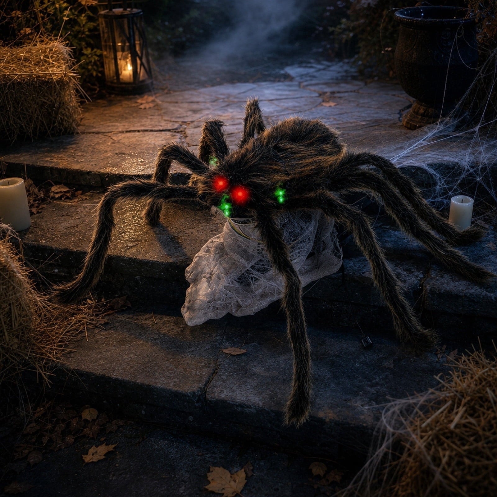 Sruoe Animated Pop Up Jumping Halloween Prank Prop, 35.4x29.5x7.5in Light Sound Fuzzy Trick Toy, Indoor Outdoor Yard Porch Spooky Horror Decor Surprise Game Supply