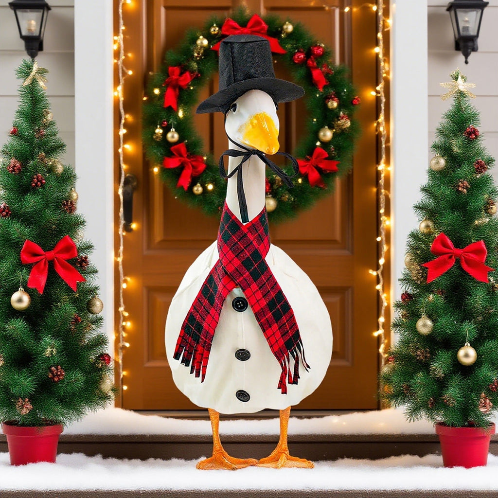 Sruoe Christmas Porch Goose Outfits, Porch Goose Clothes, 23 Inch Cement Goose Clothes Dress, Duck Clothes for Spring Easter Holiday Outdoor Garden Yard Lawn Patio Statue Decor