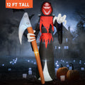 Joyfy 12 FT Halloween Inflatable Giant Grim Reaper Decoration with Built-in LEDs,Grim Reaper with Scythe Halloween Decorations Outdoor Blow Up Yard Lawn Decoration