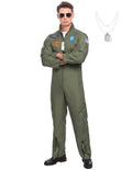 Joyfy Flight Pilot Costume for Adults Pilots Uniform Costume Movie Icon Green Jumpsuit for Men Halloween Party Fancy Dress up Cosplay