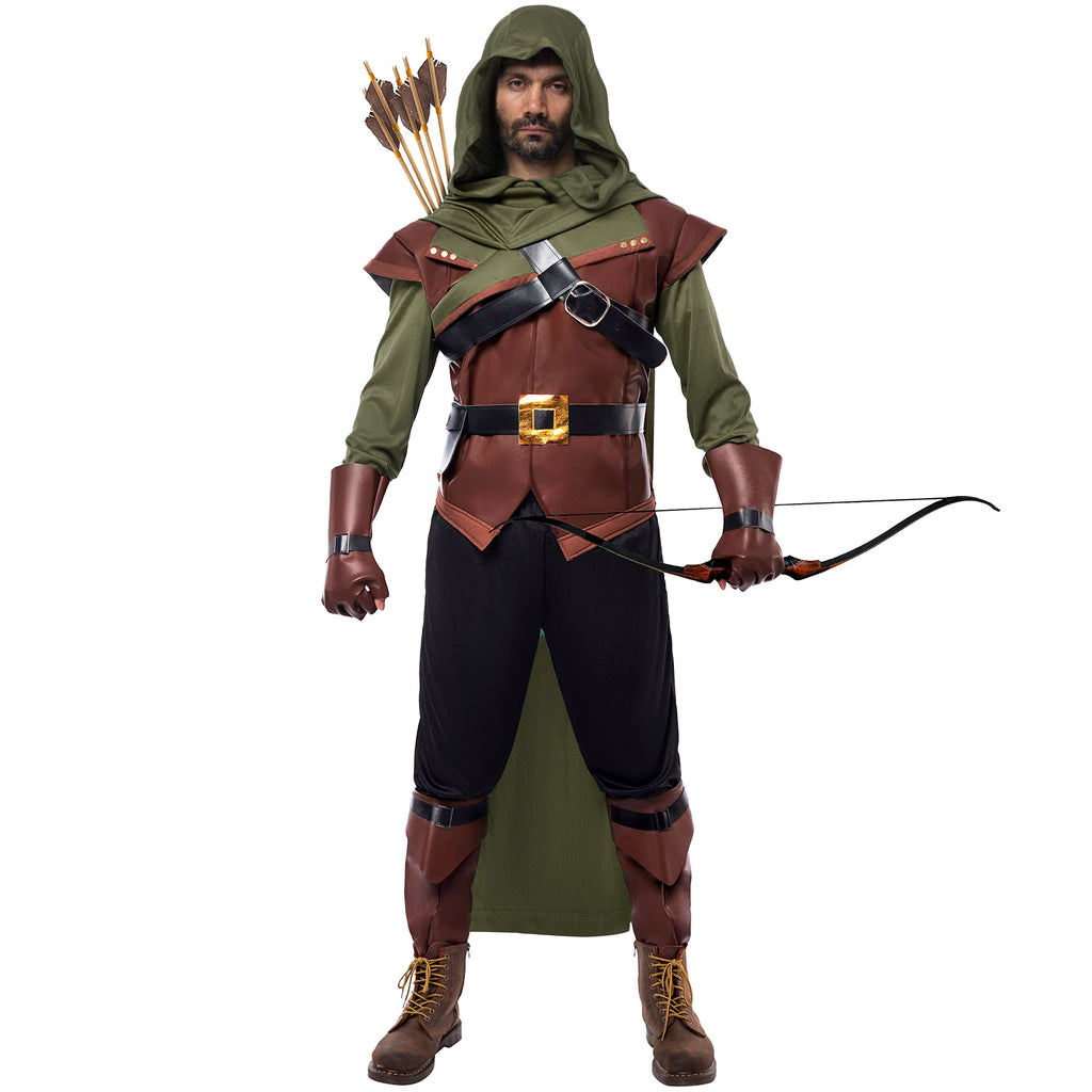 Joyfy Robin Hood Costume for Men Renaissance medieval Costume Outfits Set for Adult Halloween Dress Up Party