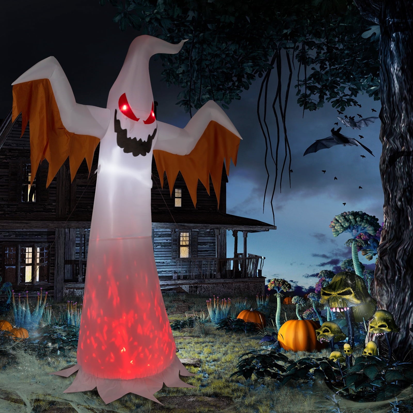 UBesGoo Inflatable Halloween Decoration 12 FT Giant Ghost for Halloween Party Outdoor, Yard, Garden, Lawn Decorations