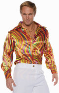 Men's Multi-Color Swirls 70s Disco Costume Shirt X-Large 48