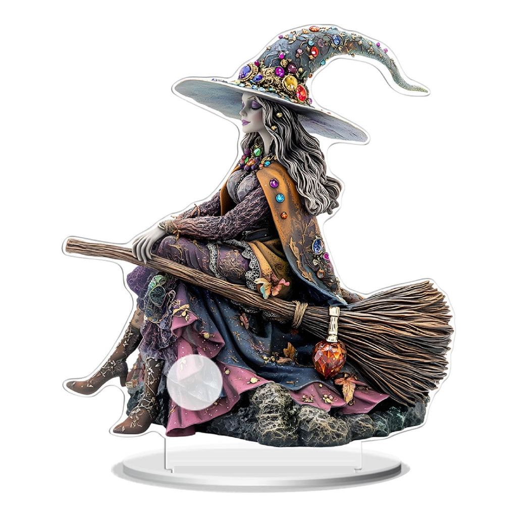 Elainilye Witch Acrylic Decor - Halloween Tabletop Figurine Home Decoration for Window Shelf Party Ornament