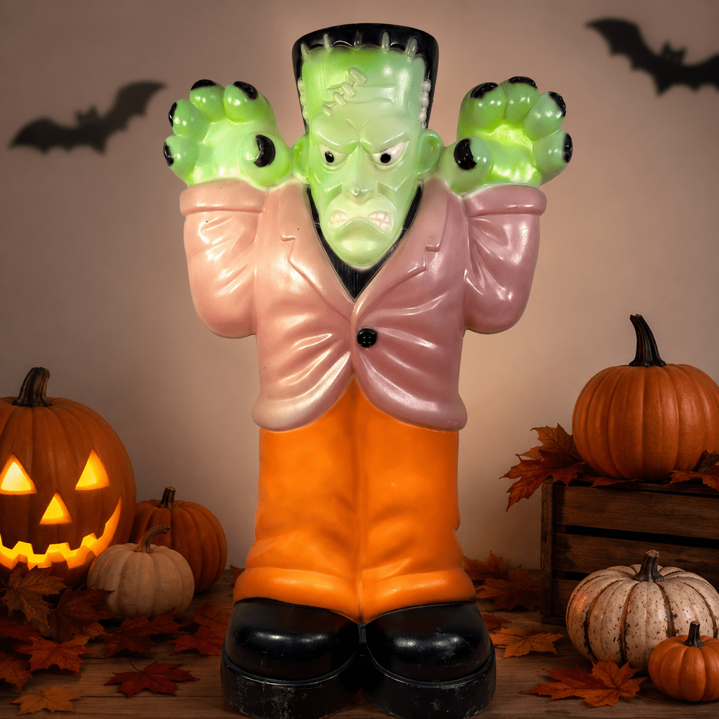 Vintage Empire-Style Frankenstein Blow Mold Halloween Yard Ornament, Lighted Classic Decor for Outdoor Lawn, Porch, Haunted House Party and Summerween Display