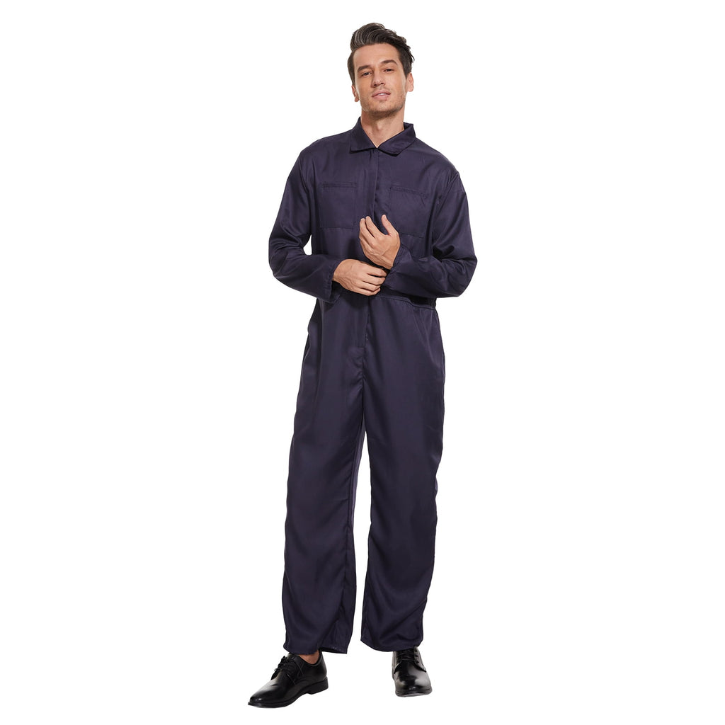 WASFDN Navy Blue Jumpsuit Coveralls Adult Men Halloween Cosplay Jumpsuit Costume,M