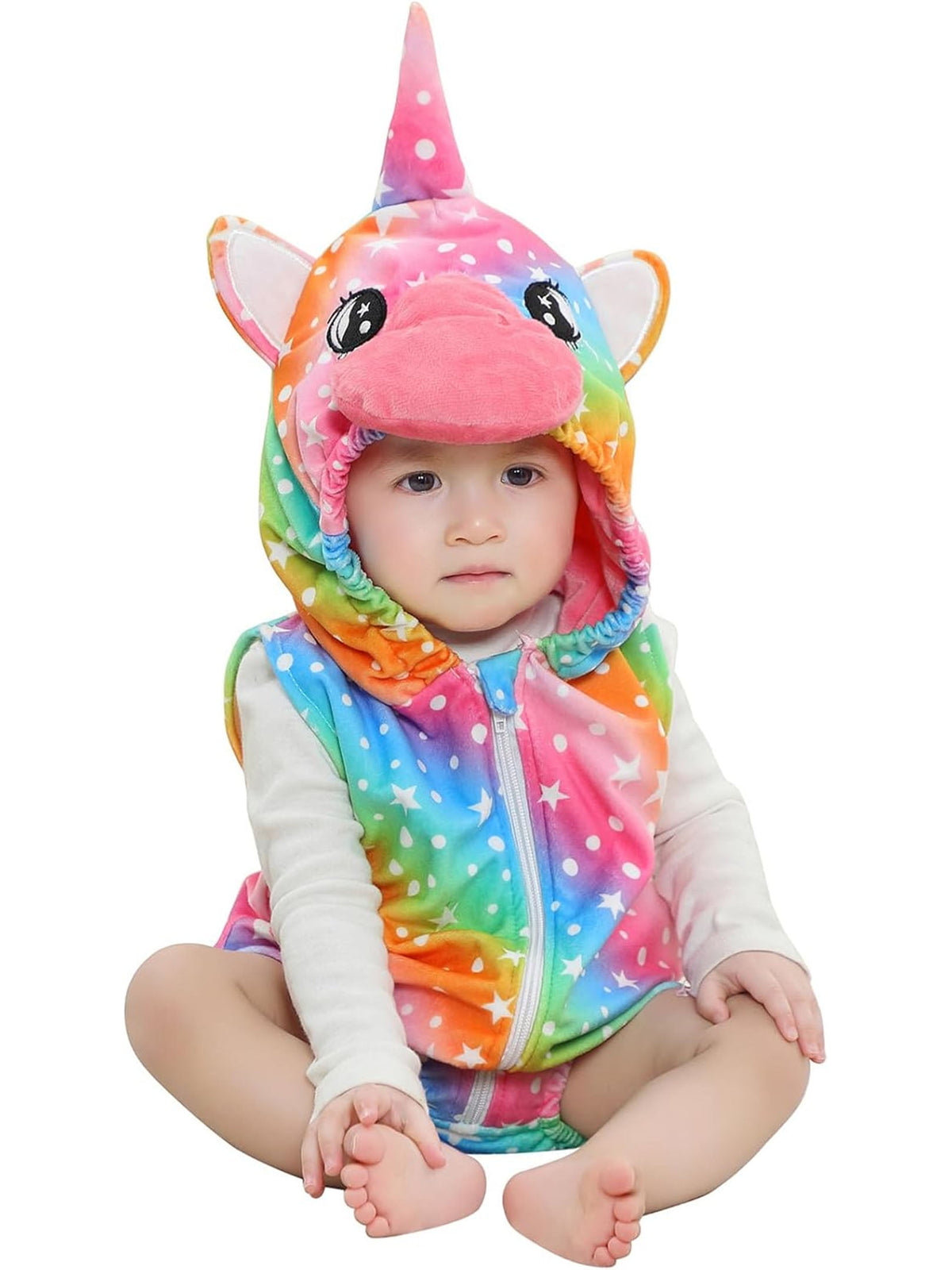 WIBACKER 0-24M Baby Boy Dinosaur Costume for Themed Parties and Halloween, Flannel Hooded Outfit Suit