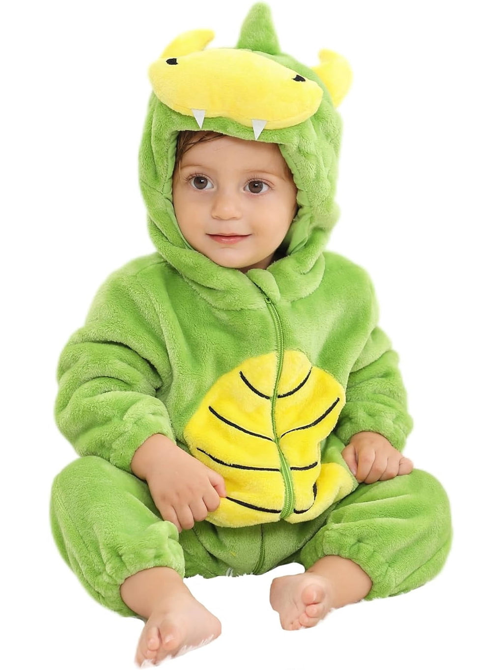 WIBACKER 0-3T Unisex Baby Animal Costume Winter Autumn Flannel Hooded Romper Christmas and Halloween Dinosaur Cosplay Jumpsuit