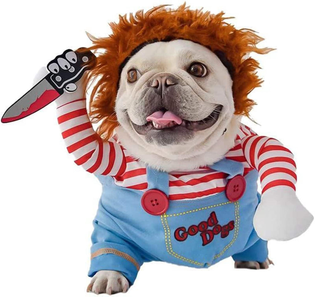 WILLED Pet Deadly Doll Halloween Costume, Funny Dog Christmas Cosplay, Adjustable Party Dress Up Outfit for Small Medium Large Dogs
