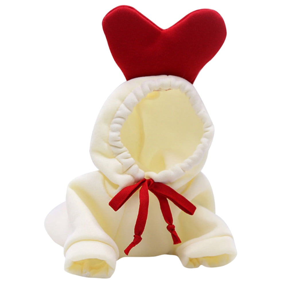 Winter Warm Plush Dog Hoodie, Heart‑Shaped Pet Cosplay Outfit for Small Dogs