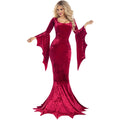 Witch Cosplay, Witch Costume, Witch Outfit, Witch Roleplay, Witch Cos, Vampire Womens Halloween Costumes Long Sleeves Mortician Costume Wrap Gothic Witch Dress Witchy Dress, Deep Red S