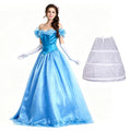 Women’s Off Shoulder Princess Costume Prom Gown Dress Long Wedding Dresses with Petticoat