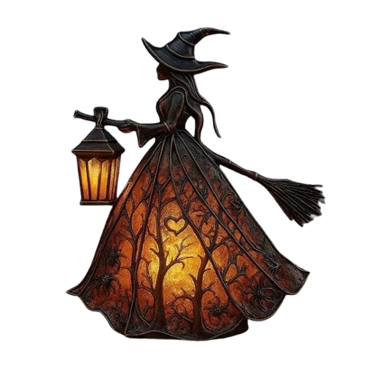 XEOVHV Halloween Witch Lamp, Light Up Witch Figurine, Spooky Table Night Light for Halloween Decoration, Stained Gothic Witches Led Lamp, Holiday Decorations for Bedroom