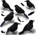 Yanxiao 6PCS Halloween Black Crows Decorations, Realistic Foam Halloween Handmade Black Feathered Crows with Fixable Legs, Halloween Gothic Ornaments for Table Centerpieces, Party, Indoor & Outdoor