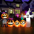 Yexmas Halloween Inflatables, 7 FT Long 4 Pumpkins with Cute White Ghost Outdoor Decorations, Built-in LEDs, Blow Up Party, Waterproof Yard, Garden, Lawn Decor
