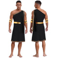 YiZYiF Mens Halloween Ancient Greek Cosplay Costume Roman Toga Caesar Party Fancy Dress Up Set Black S