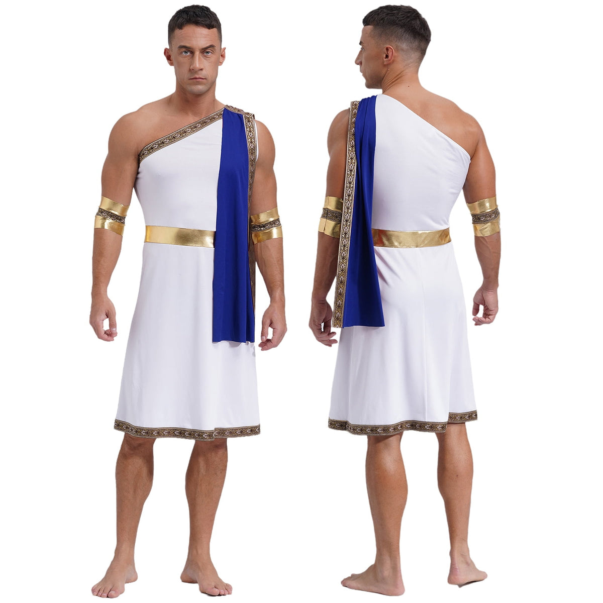 YiZYiF Mens Halloween Ancient Greek Cosplay Costume Roman Toga Caesar Party Fancy Dress Up Set Black S