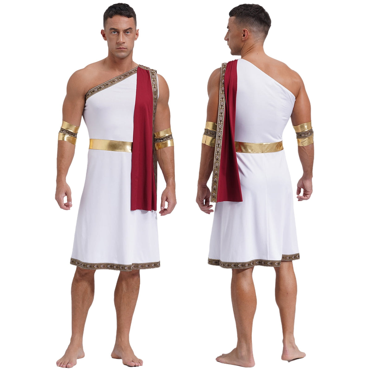 YiZYiF Mens Halloween Ancient Greek Cosplay Costume Roman Toga Caesar Party Fancy Dress Up Set Black S