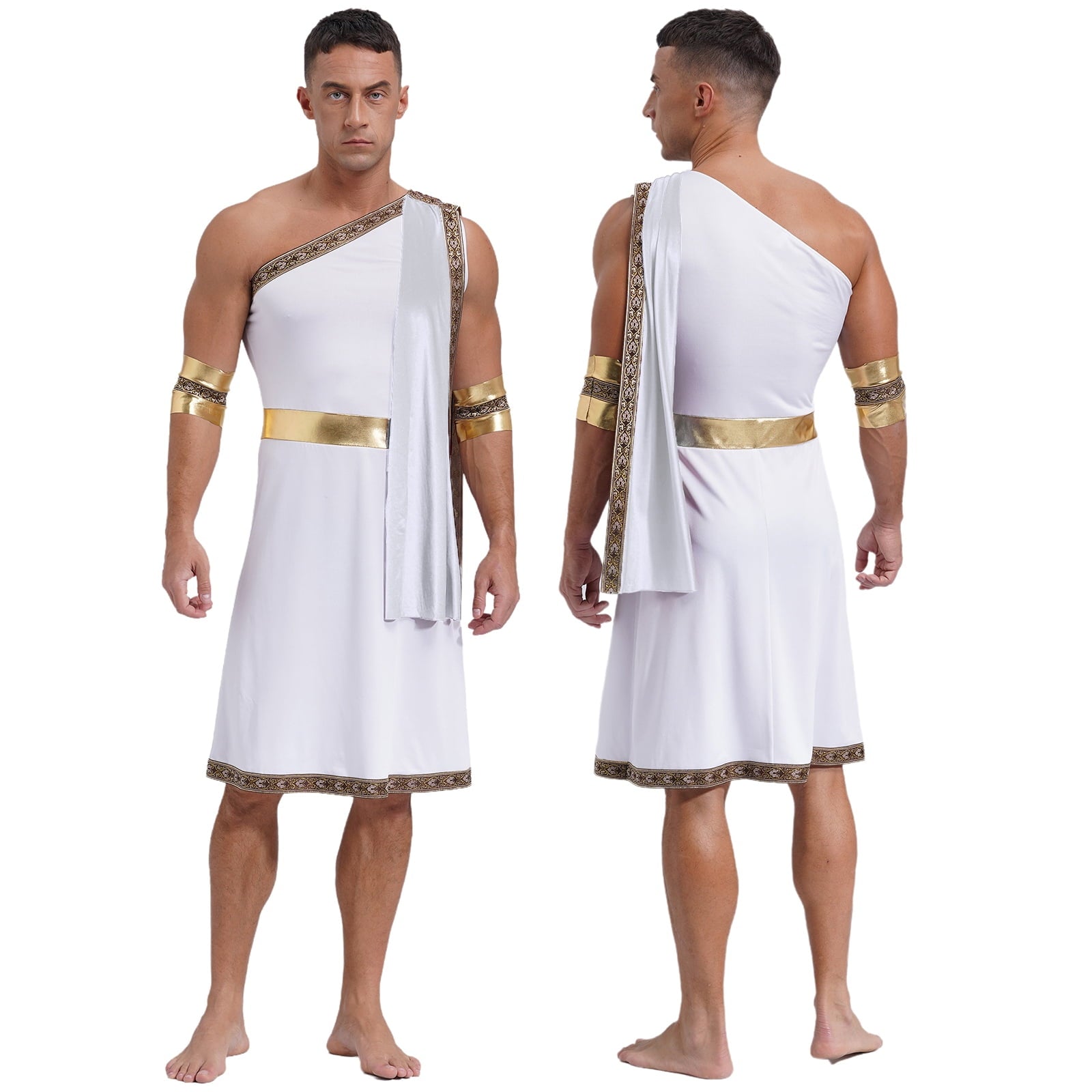 YiZYiF Mens Halloween Ancient Greek Cosplay Costume Roman Toga Caesar Party Fancy Dress Up Set Black S