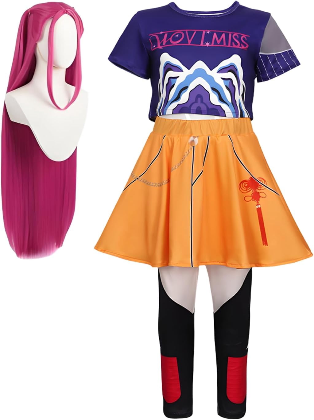 ZUITEH Halloween Anime Cosplay Miras Costumes,Popular Singer Idol Group T-Shirts Skirt Suit With Wig Full Set, Pop Star Dress Up Stage Outfits For School Party Carnival Festival Performance