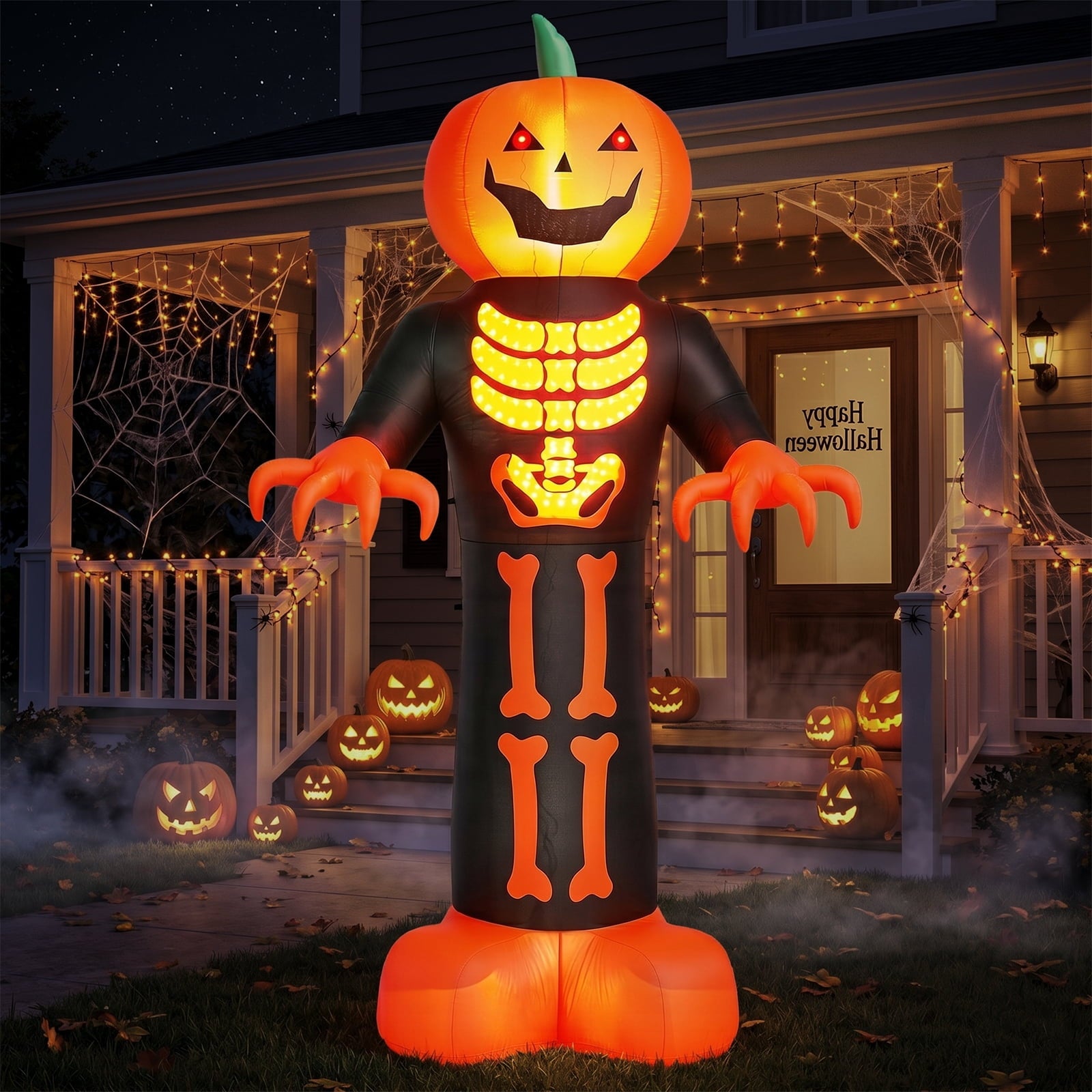 Zimtown Zimtown 12 FT Halloween Inflatable Pumpkin with 3D Glowing Skeleton Chest
