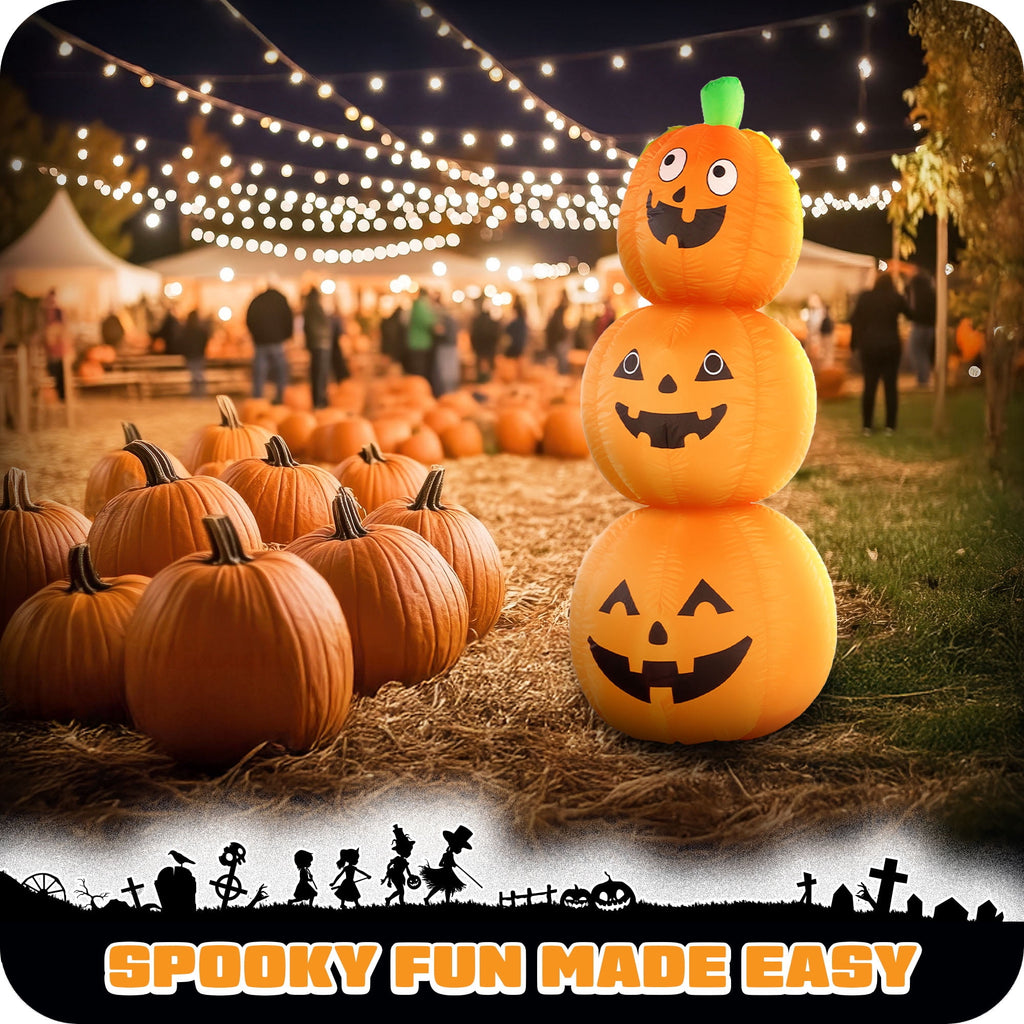G128 4ft Halloween Pumpkin Inflatable with LED Lights Outdoor Yard Decoration Fast Inflate