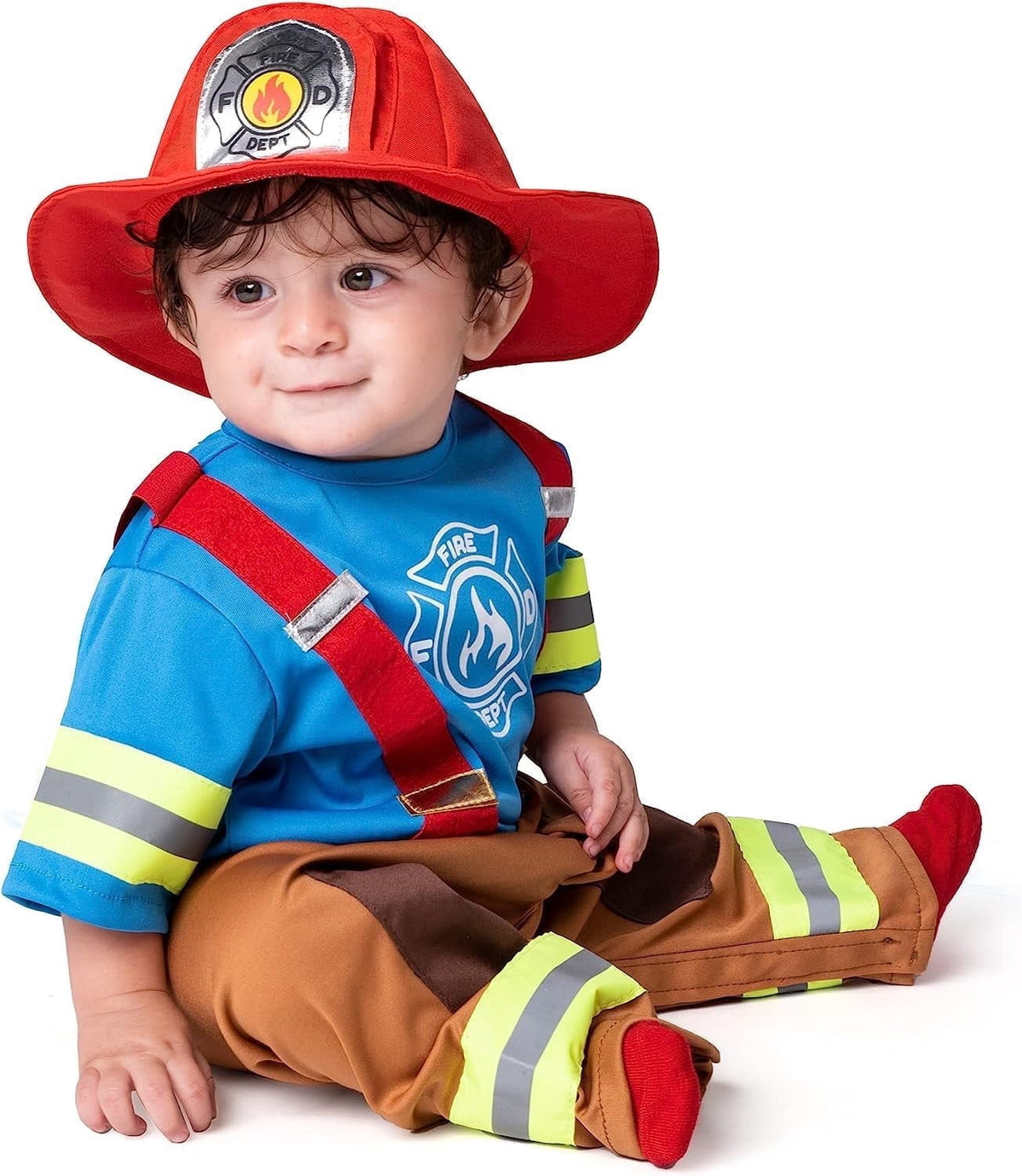 Joyfy Halloween Toddler Firefighter Costume, Fireman Costume for Infants Boys Halloween Party Dress up Cosplay