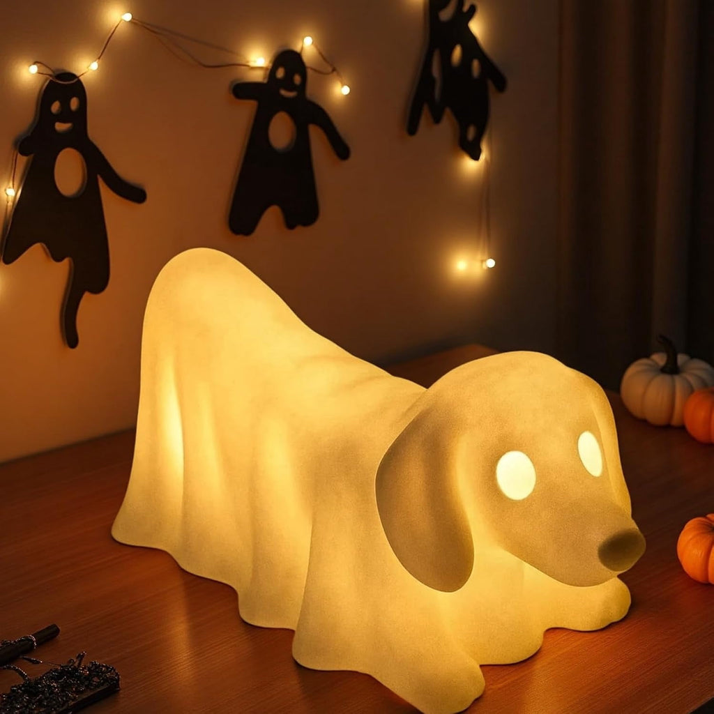 Dachshund Ghost Lamp - Cute Halloween Decor Nightlight for Dog Lovers, Glowing Ghost Dog Figurine for Bedrooms and Offices, Unique Quirky Décor with LED Technology