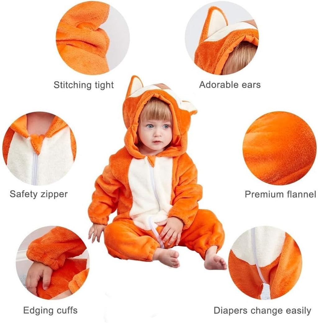 WIBACKER 0-3T Unisex Baby Animal Costume Winter Autumn Flannel Hooded Romper Christmas and Halloween Panda Cosplay Jumpsuit