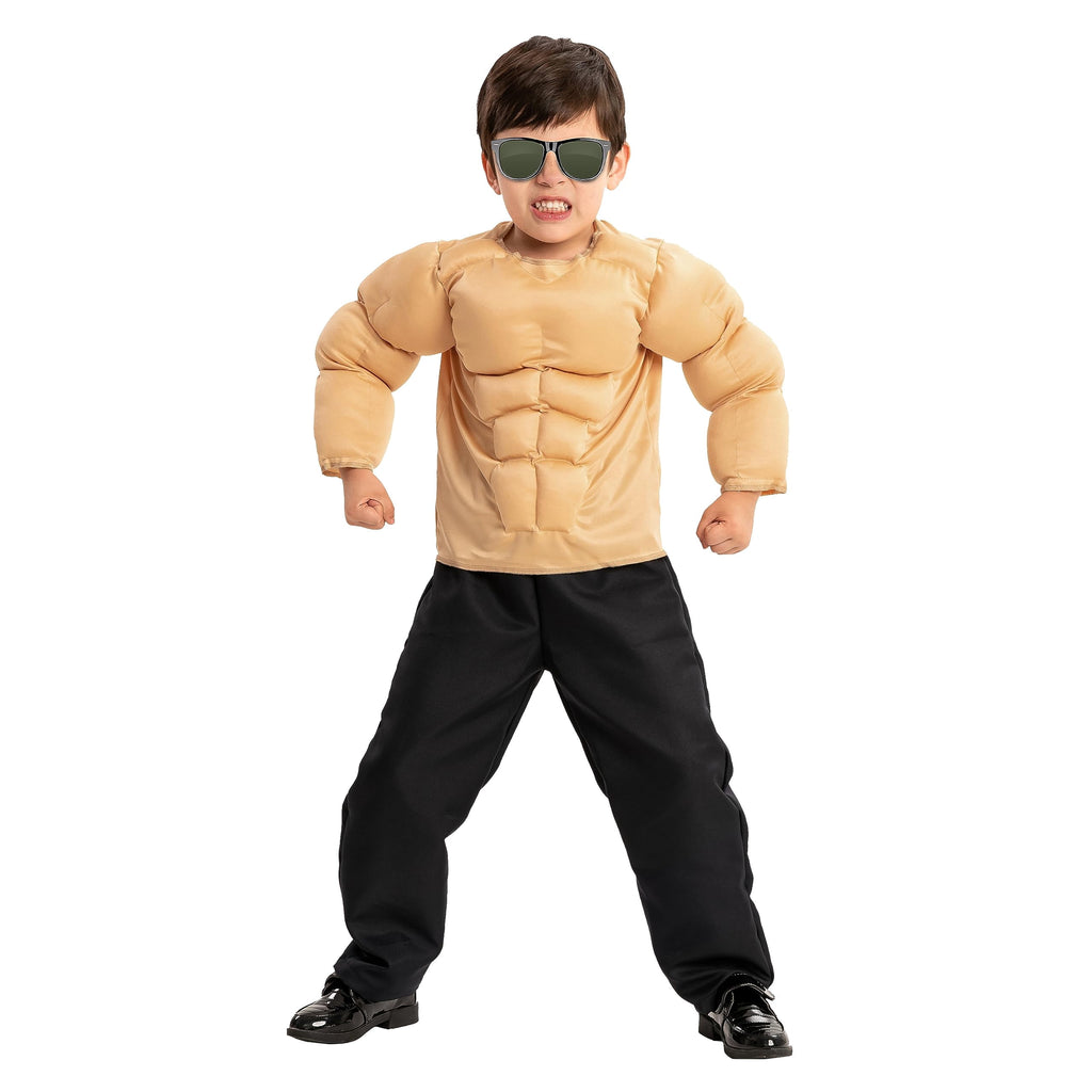Joyfy Halloween Muscle Costume for Kids, Body Builder Costume Shirt Kids Boys Suit for Halloween Dress-up Party 5-14 Years