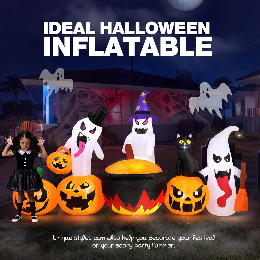Ayieyill 8.5FT Halloween Inflatables Pumpkin Ghost Family with Built-in LED Lights, Halloween Blow up Yard Decorations