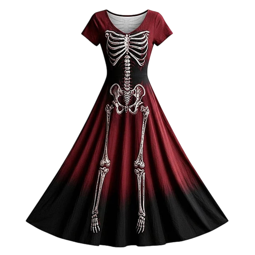 KICILVS Gothic Clothes For Women Black Spiderweb And Spider Print Flowing V Neck Long Maxi Dress Halloween Cosplay Gothic Party Dress