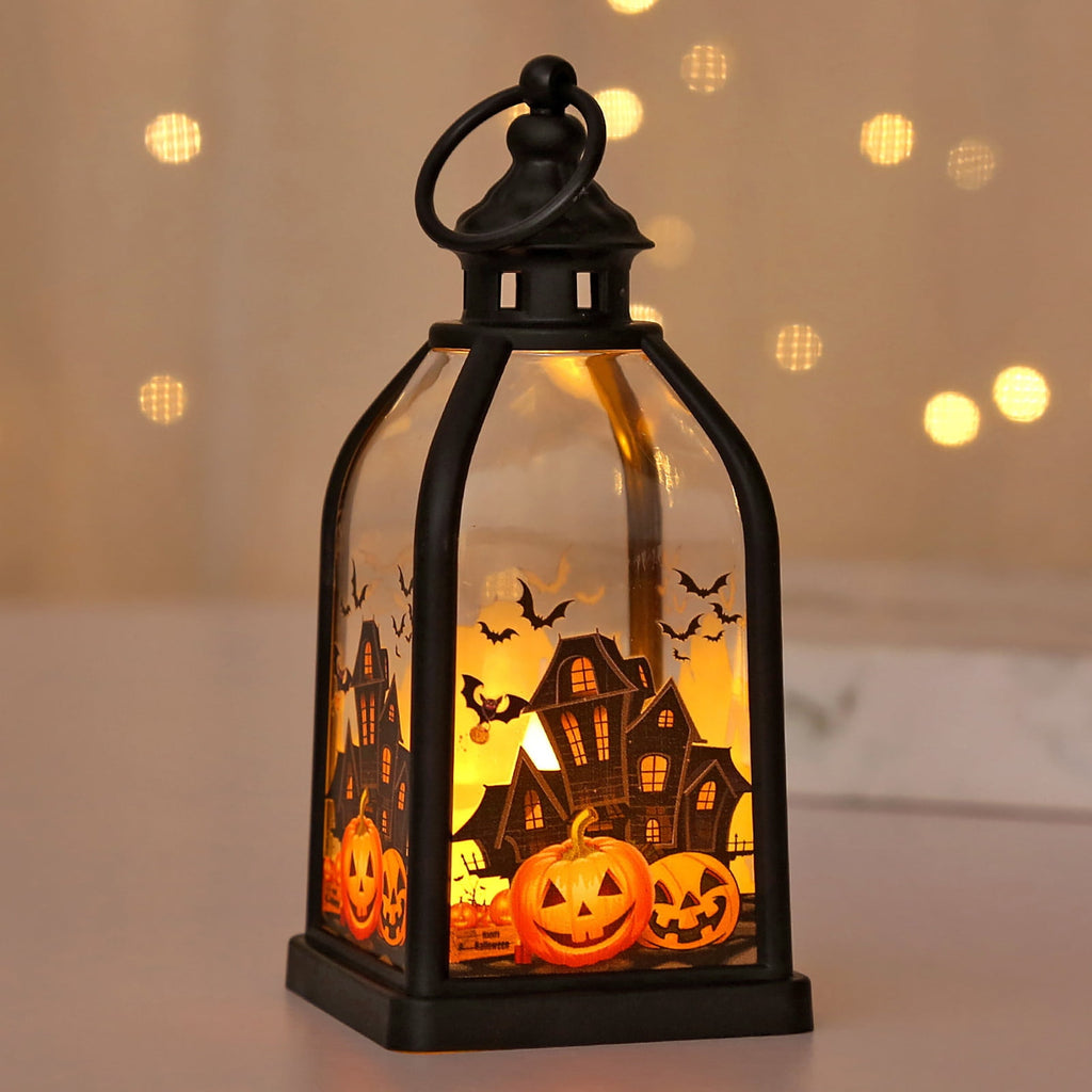Cheapark Halloween Lanterns Decorations, Battery Operated Black Pumpkin Witch Lanterns, Flickering Light For Indoor Party Home Decor